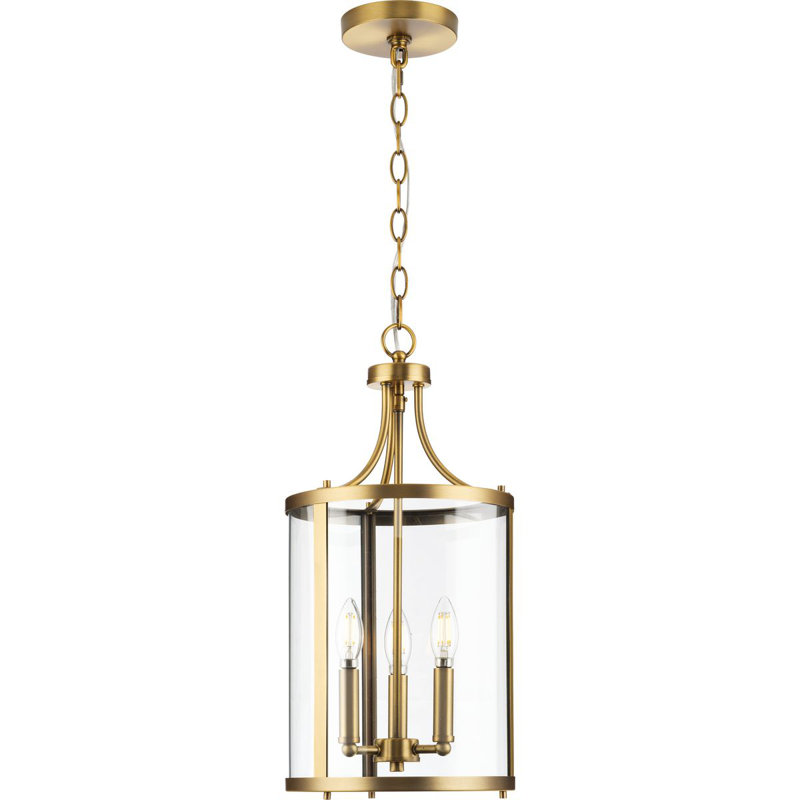 3 - Light Candle Style Pendant, Vintage Brass