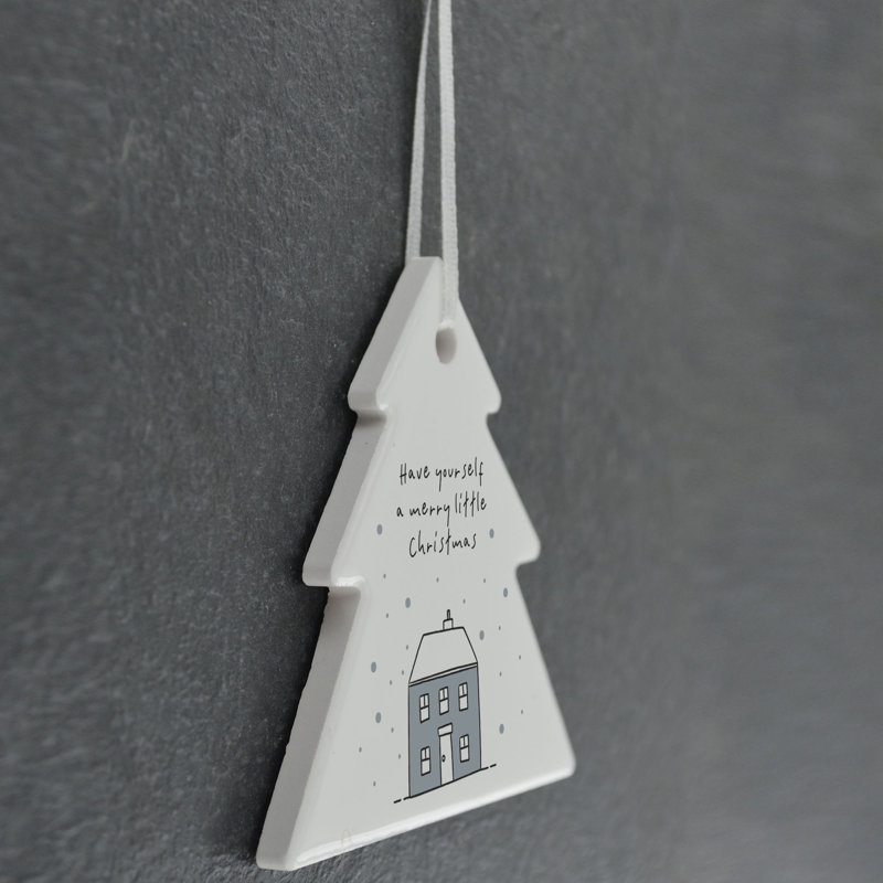 The Seasonal Aisle House Merry Little Christmas Tree Shaped Ceramic Ornament