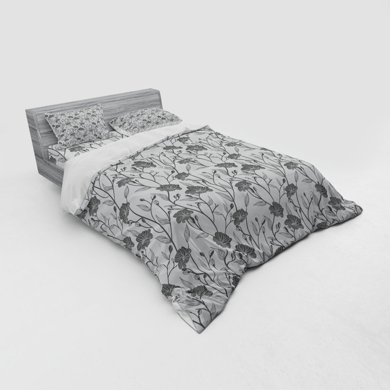 Farmhouse / Country Polyester Floral Duvet Cover, Queen Duvet Cover + 3 Additional Pieces