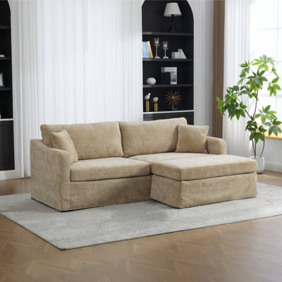Canapé convertible surdimensionné en chenille de 86,5 po avec repose-pieds en chenille