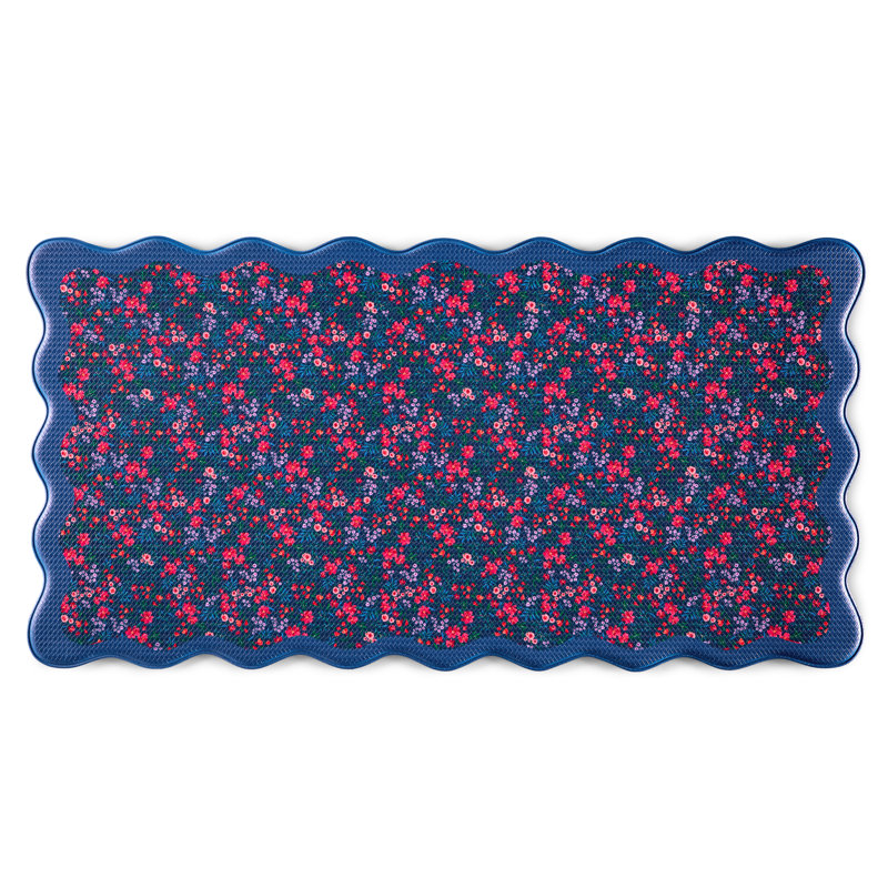 DRAPER JAMES Field Flowers Scallop Edge Comfort Kitchen Mat, Navy/Multicolor, 20"x39", Navy/Multicolor, Rectangle