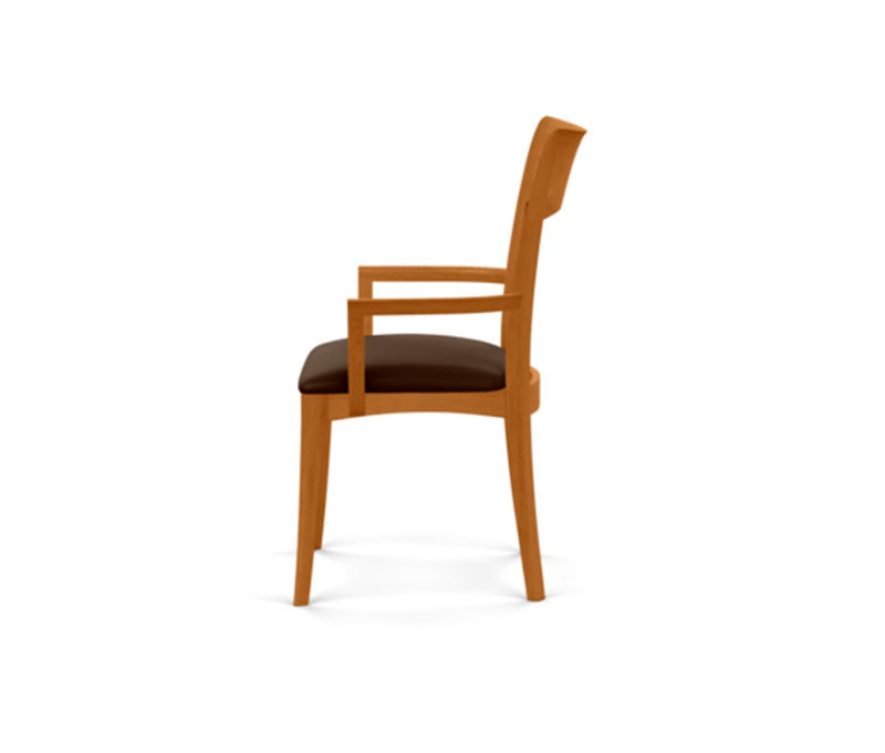 Ingrid Upholstered Arm Chair, Coffee, Natural Cherry