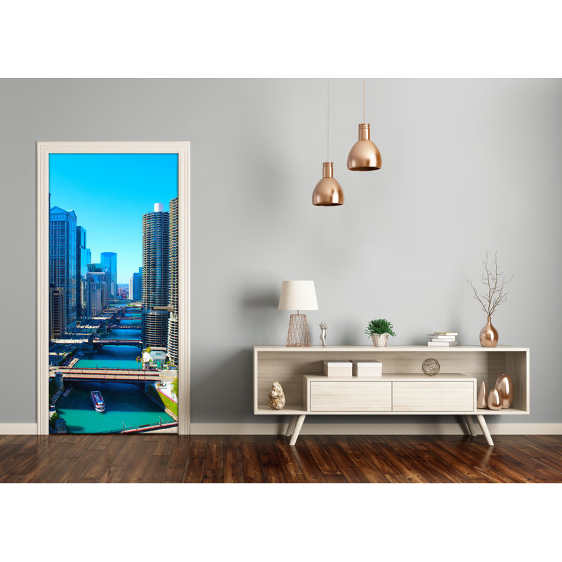 Chicago River Door Decal, 205cm H x 85cm W