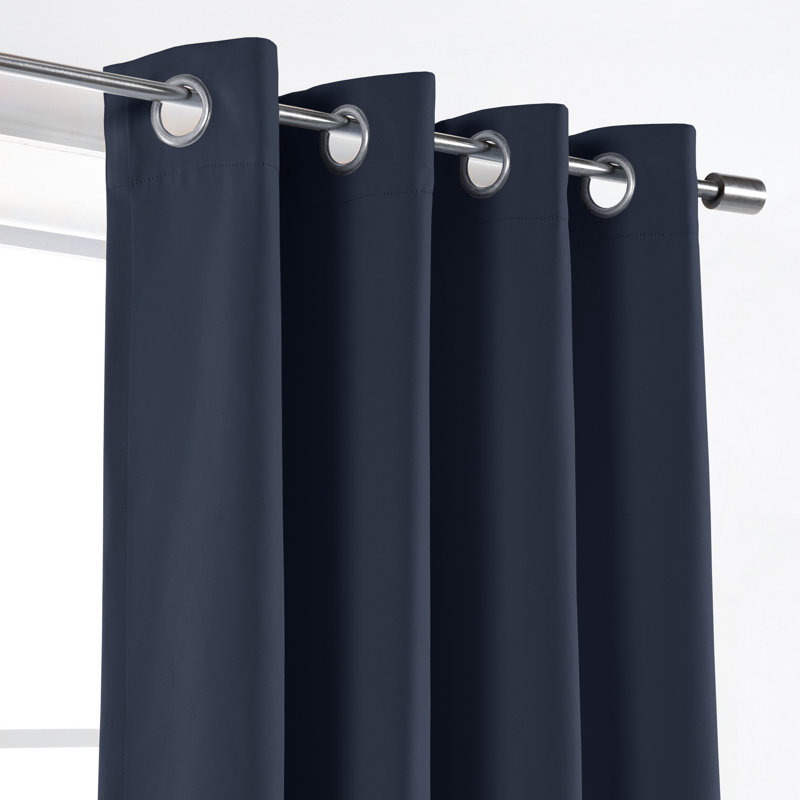 Schaeffer Solid Blackout Thermal Grommet Curtain Panels, Navy, 52" W x 96" L