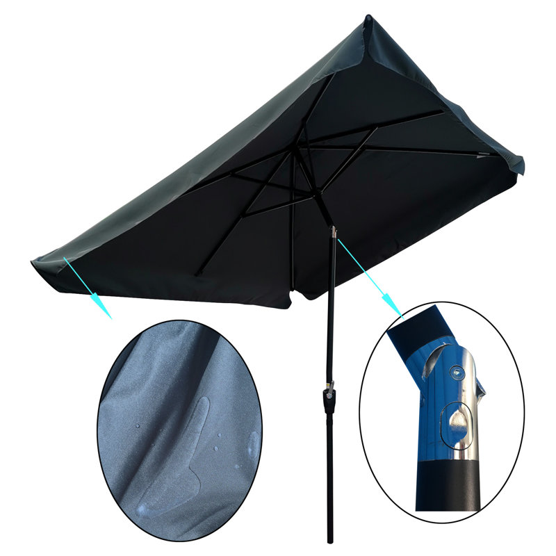 Parasol de terrasse pour piscine 10 x 6,5 pieds - Parasol, tissu, gris, Grey