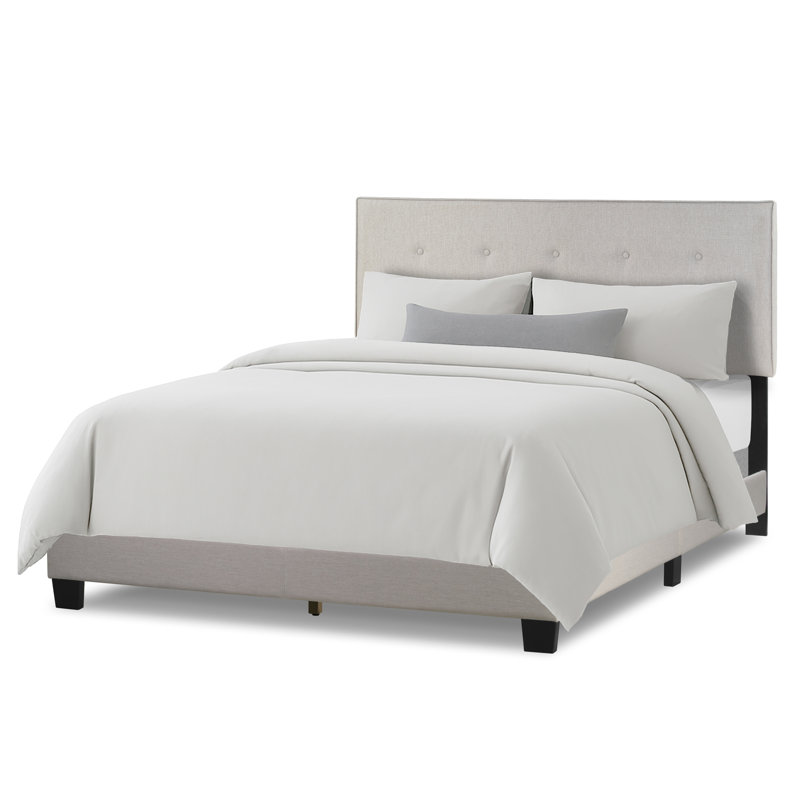 Thessing Upholstered Standard Bed, Beige