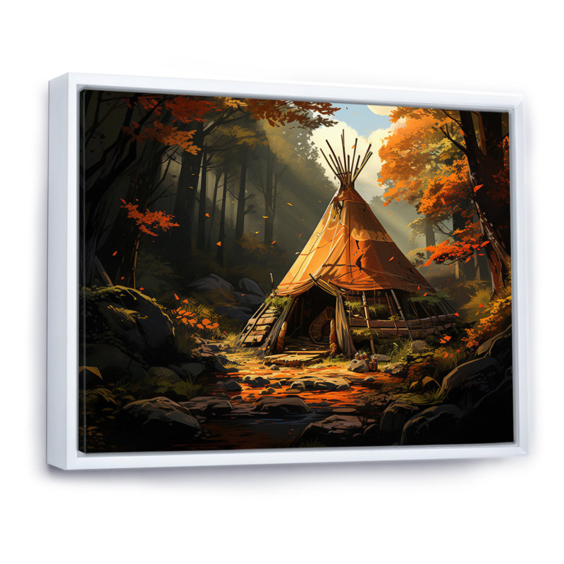 Orange Black Native Tipi Soulful Connections II - Native American Art Wall Decor, H 24 po x l 32 po x P 1 po