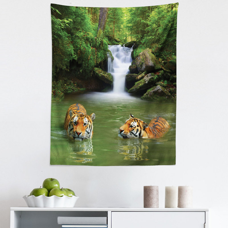 Siberian Tigers in Water Wall Hanging, 71.12cm H x 58.42cm W