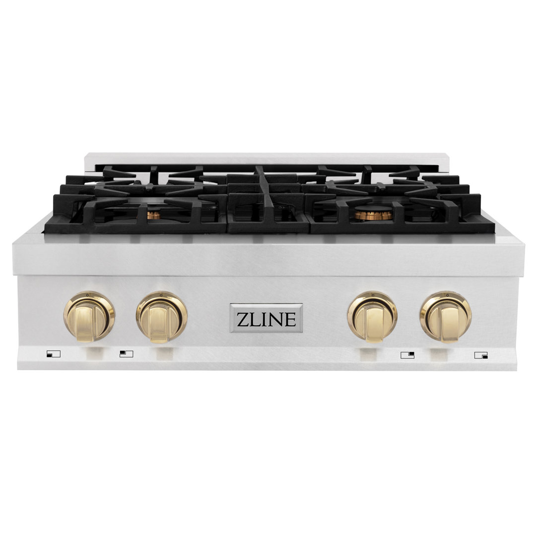 ZLINE Autograph Edition 30 in. Legacy Gas Rangetop with 4 Burners and Porcelain Cooktop in Satin Stainless Steel ZLINE Appliance