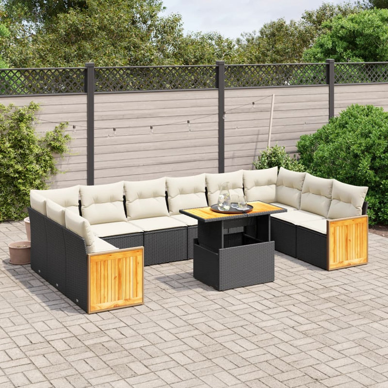 Vidaxl Garden Sofa Set Black And Cream White