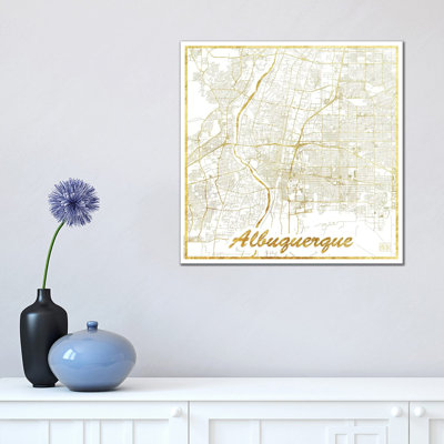 Albuquerque Leaf Urban Blueprint Map by Hubert Roguski - Wrapped Canvas Print