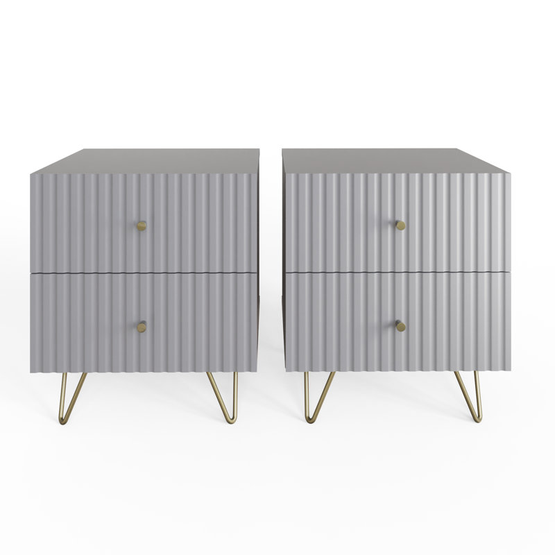 Alipio 40cm W Manufactured Wood Bedside Table, Grey