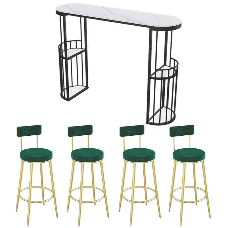 Tables et chaises de bar de cuisine modernes, H 40,9 po x L 62,9 po x l 15,7 po, Vert/doré, Noir