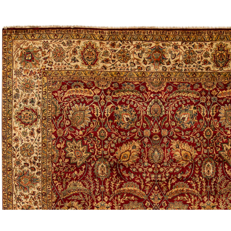 High-Quality Hand-Knotted Red And Cream Area Rug