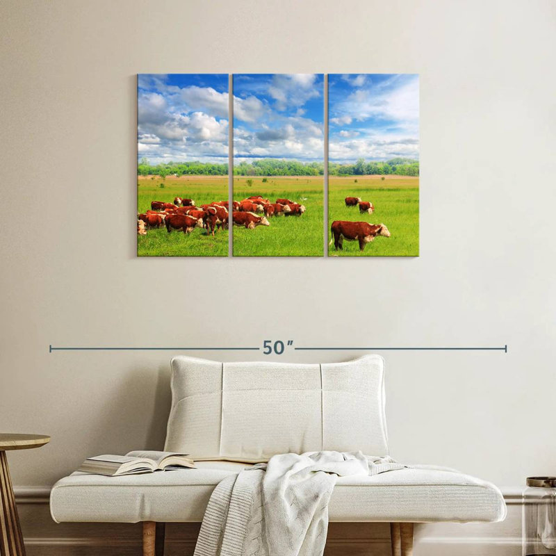 Brampt Grazing Hereford Cows, 24" H x 38" W