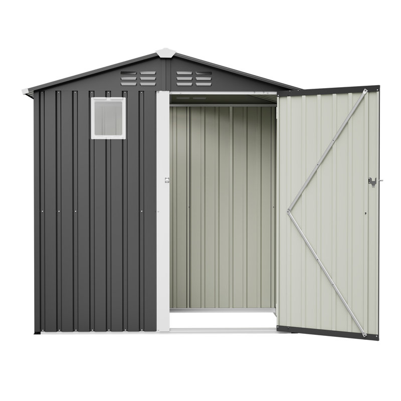Metal Outdoor 6' X 4' Storage Shed In Black, Rustproof And Spacious, For Backyard Tools Bicycles, Secure Door Lock, Transparent Non Window, Hassle- Installation 6ft 4ft Steel Shed, Storage, Spacious
