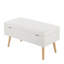 Banc en bois naturel et tissu crème