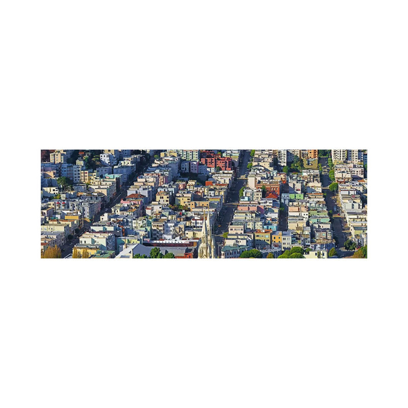 Buildings In A City Viewed From The Coit Tower Of Russian Hill, San Francisco, California, USA by Panoramic Images - Wrapped Canvas Panoramic Print
