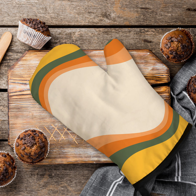 Retro Bloom Oven Mitt Cotton Twill