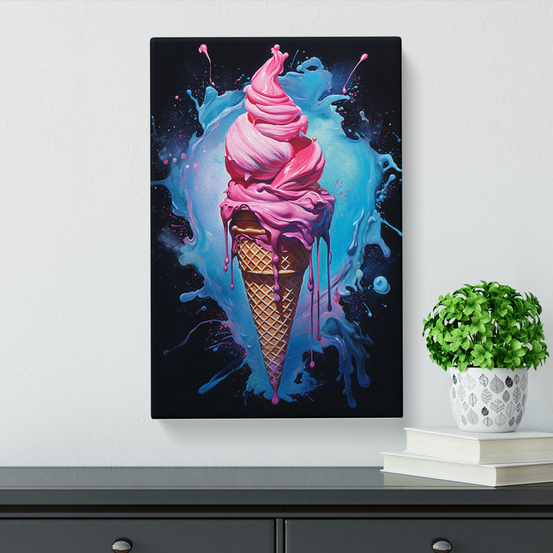 Ice Cream Gestural - No Frame Print, 76cm H x 50cm W x 3cm D