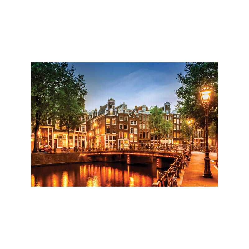 Amsterdam Impression From Singel - No Frame Print on Canvas, 66.04 cm H x 45.72 cm W x 3.175 cm D