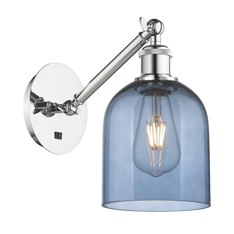 Odaniel Steel Armed Sconce, Princess Blue, Polished Chrome
