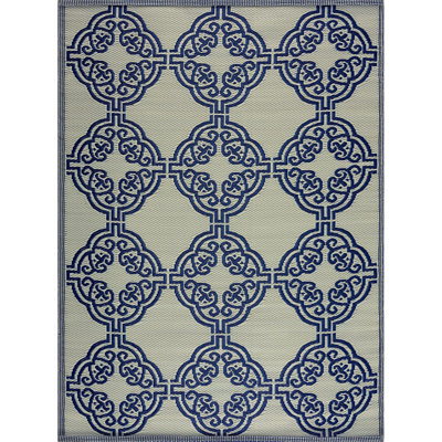 Tapis d'intérieur / extérieur bleu marine / crème Ancha