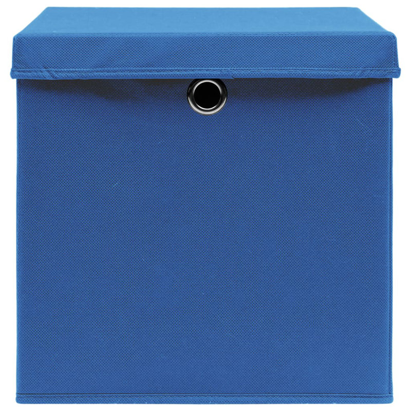 Storage Box Foldable Storage Chest Organizer Basket Non-woven Fabric, Blue with lids
