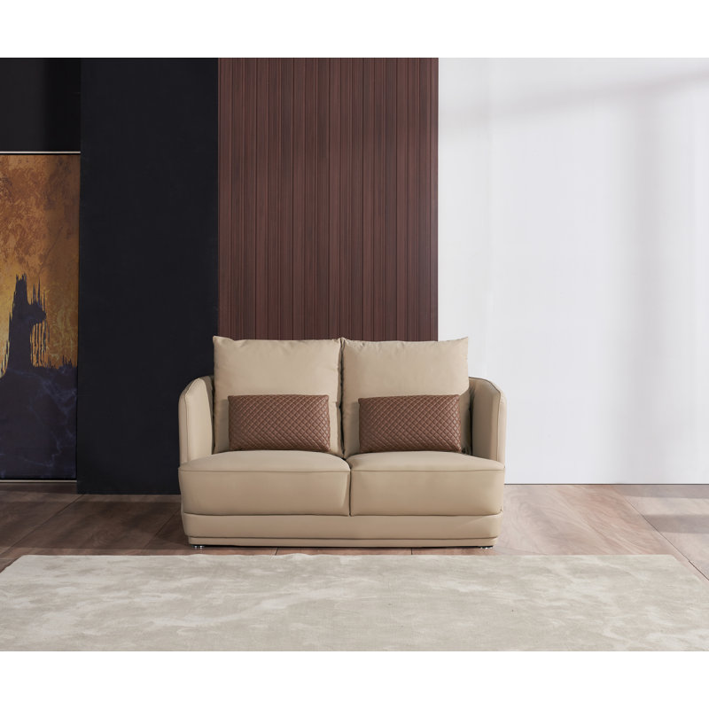 Glamour Loveseat, Tan/Brown Genuine Leather