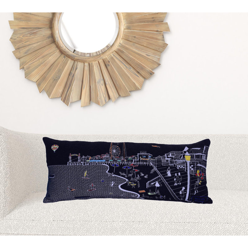 Coussin Black Ocean City, Gris