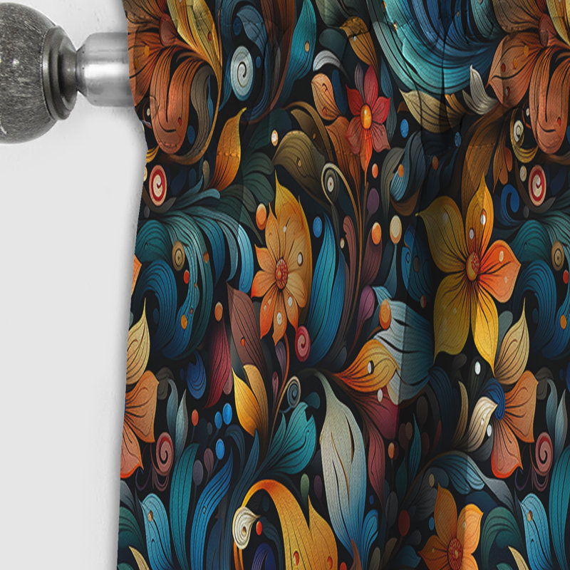 Morea - Floral Curtain - Blackout Floral Curtain - 1 Panels, 52" W x 95" L