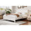 Lit plateforme en bois de style Mid-Century avec tête de lit et support à lattes de bois, sans sommier, blanc-375460638