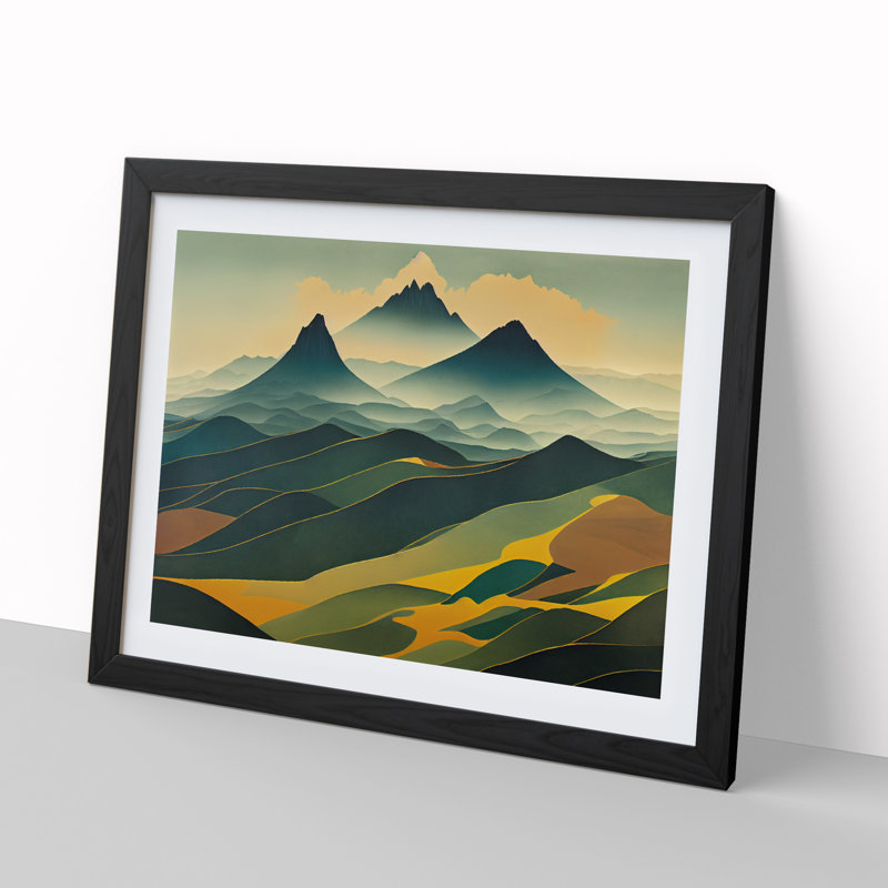 Luscious Mountain Landscape - Single Picture Frame Print, 34cm H x 46cm W, Black