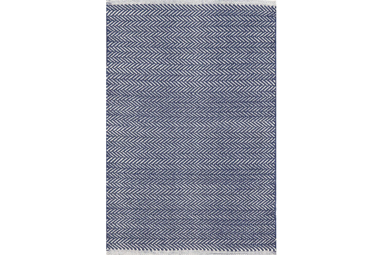 Herringbone Chevron Handwoven Cotton Indigo Area Rug