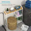 Organisateur de rangement à 3 niveaux Neshka, blanc avec tablette en bambou
