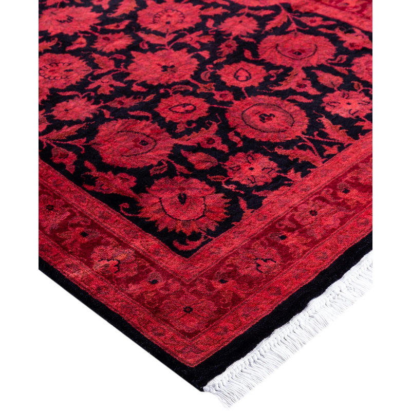 Overdyed Hand-Knotted Wool Modern-Contemporary Red Area Rug 2' 7" x 4' 3"
