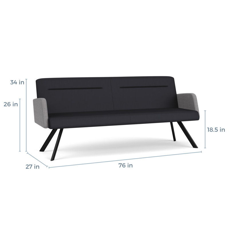 Pieds de canapé Willow, Chrome, Patriot Plus noir / gris chambray - vinyle, Yes