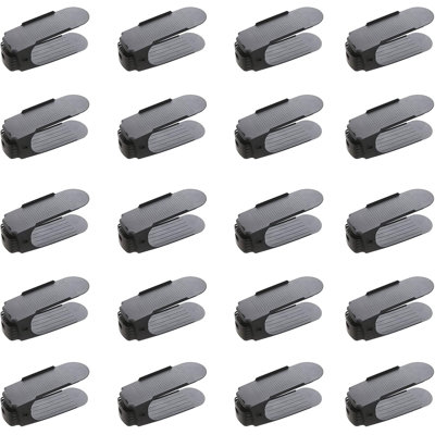 20 Pack Adjustable Double Deck Shoe Stacker Space Saver Shoe Slots Organizer