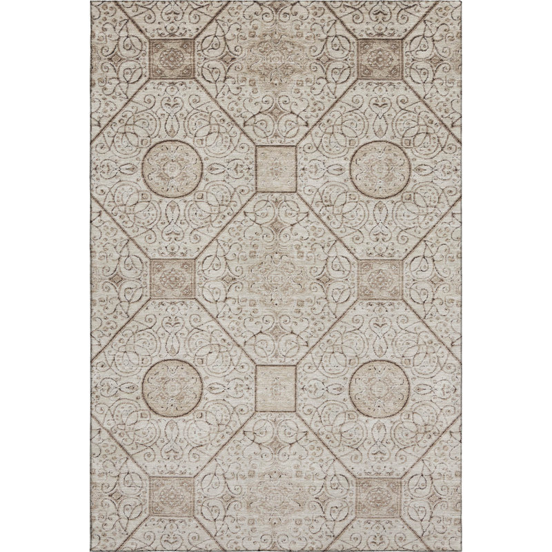 Premium Machine Washable Bucz AMF1748 Geometric Rug, Rectangle 3' x 5'