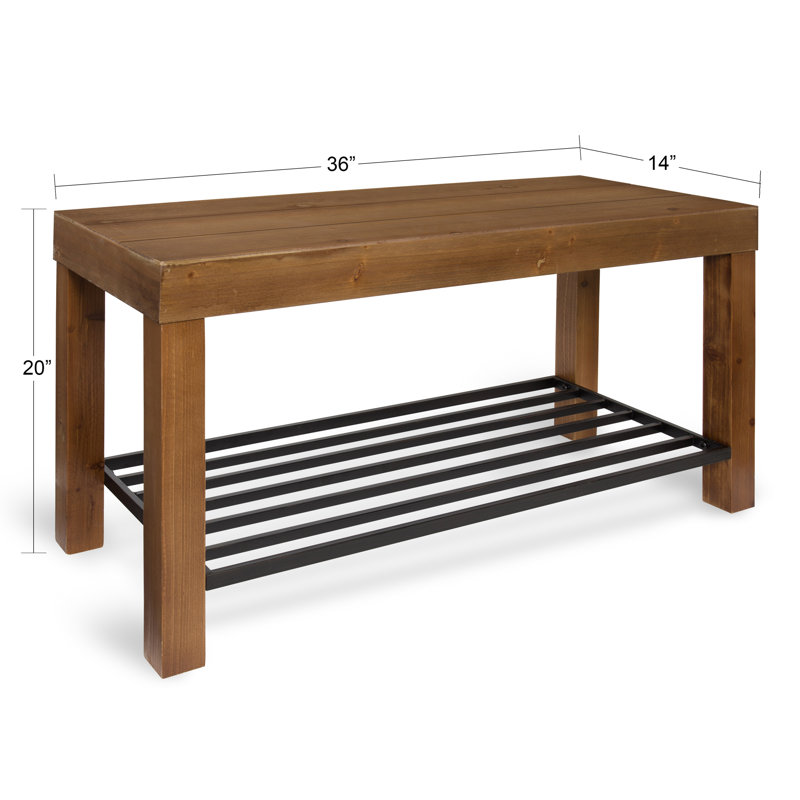 Damari Solid Wood Bench, Rustic Brown