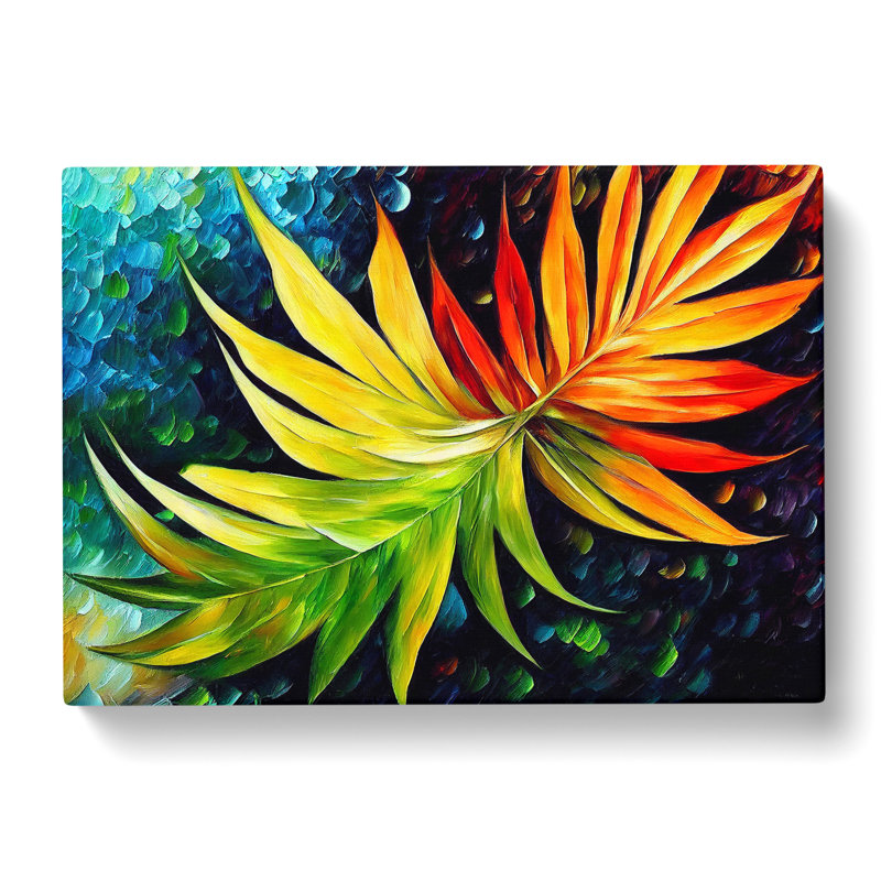 Fern Leaf Colours - Wrapped Canvas Painting, 35cm H x 50cm W x 3cm D
