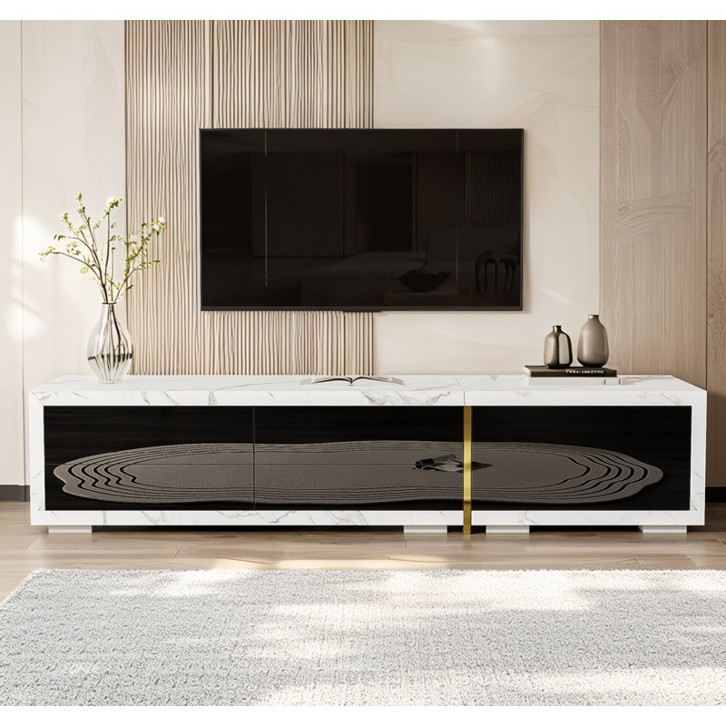Adjustable Rotatable TV Stand 55.1-102", Black/White