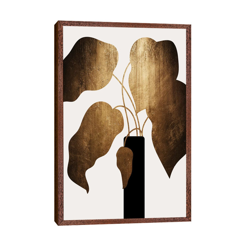 Abstract Bouquet - Gold by Kubistika - Painting on Canvas, 101.6cm H x 66.04cm W x 3.81cm D