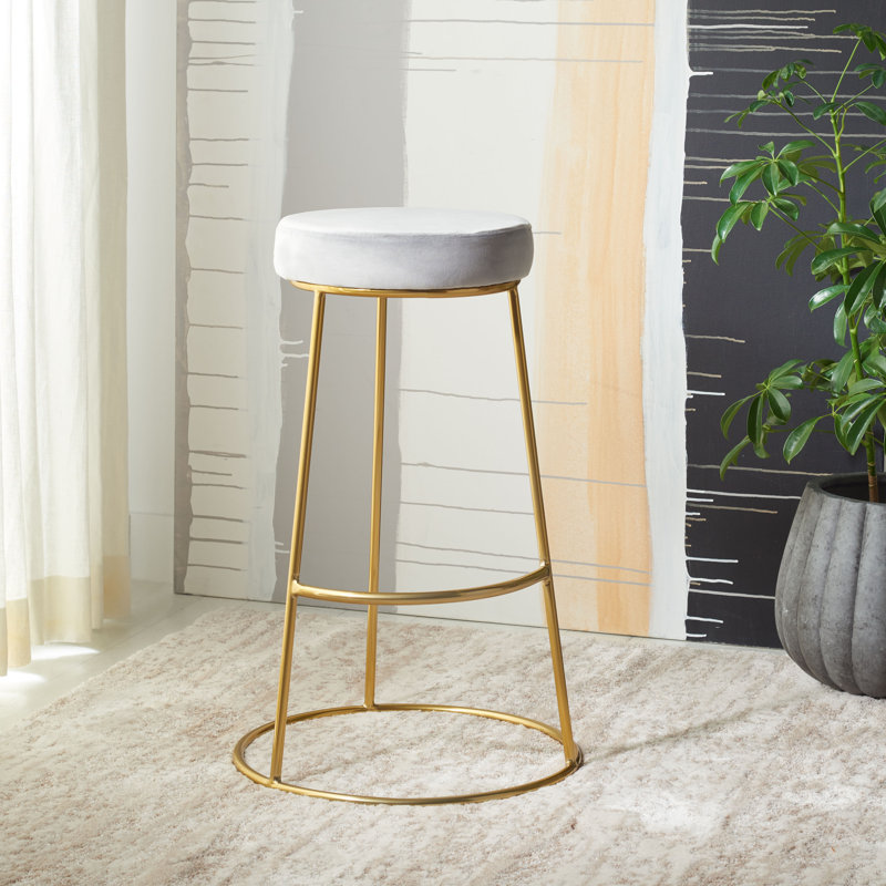 Tabouret de bar 29,2 po Saroun, Velours gris clair