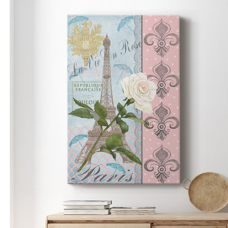 La vie en rose I - peinture sur toile tendue, H 12 po x l 8 po x P 1 po
