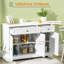 Buffet de cuisine blanc avec 2 tiroirs et tablettes réglables pour rangement moderne et multifonctionnel
