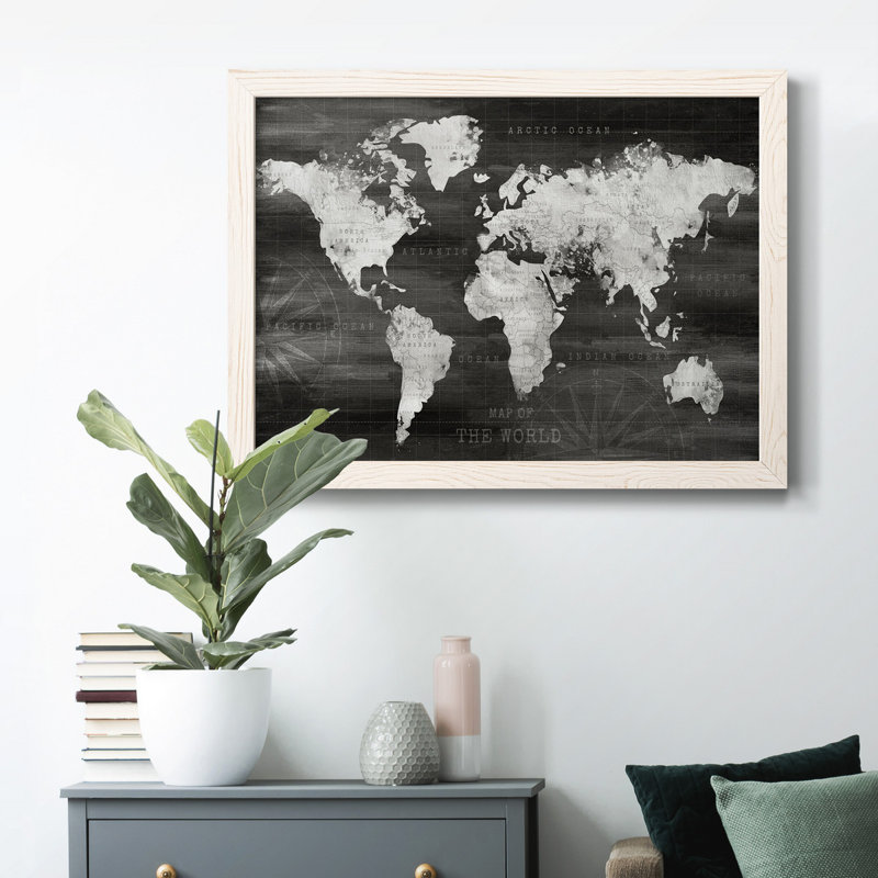 Carte du monde industriel - reproduction de cadre photo sur toile, Blanc, H 17 po x l 20 po x P 1 po