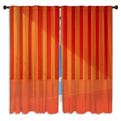 Orange Vertical Stripes Window Curtains Stripes Sheer & Room Darkening - 2 Panels