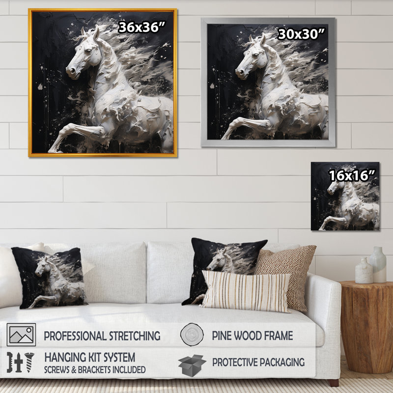 Cheval au galop minimalisme, Cadre naturel flottant, 36" H x 36" W