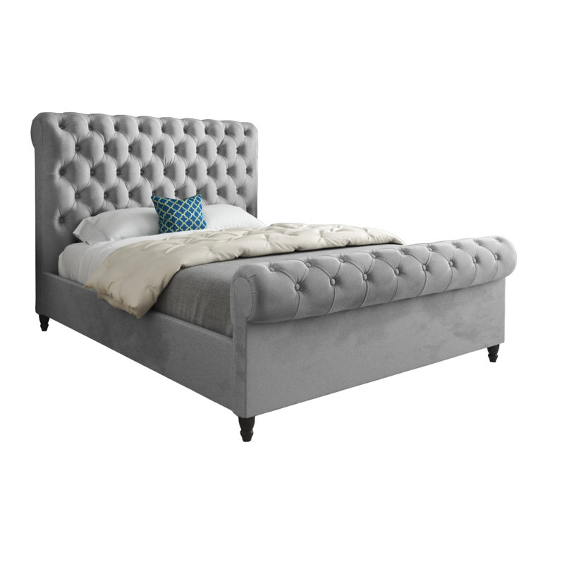 Aldous Upholstered Bed, Grey, Double (4'6)